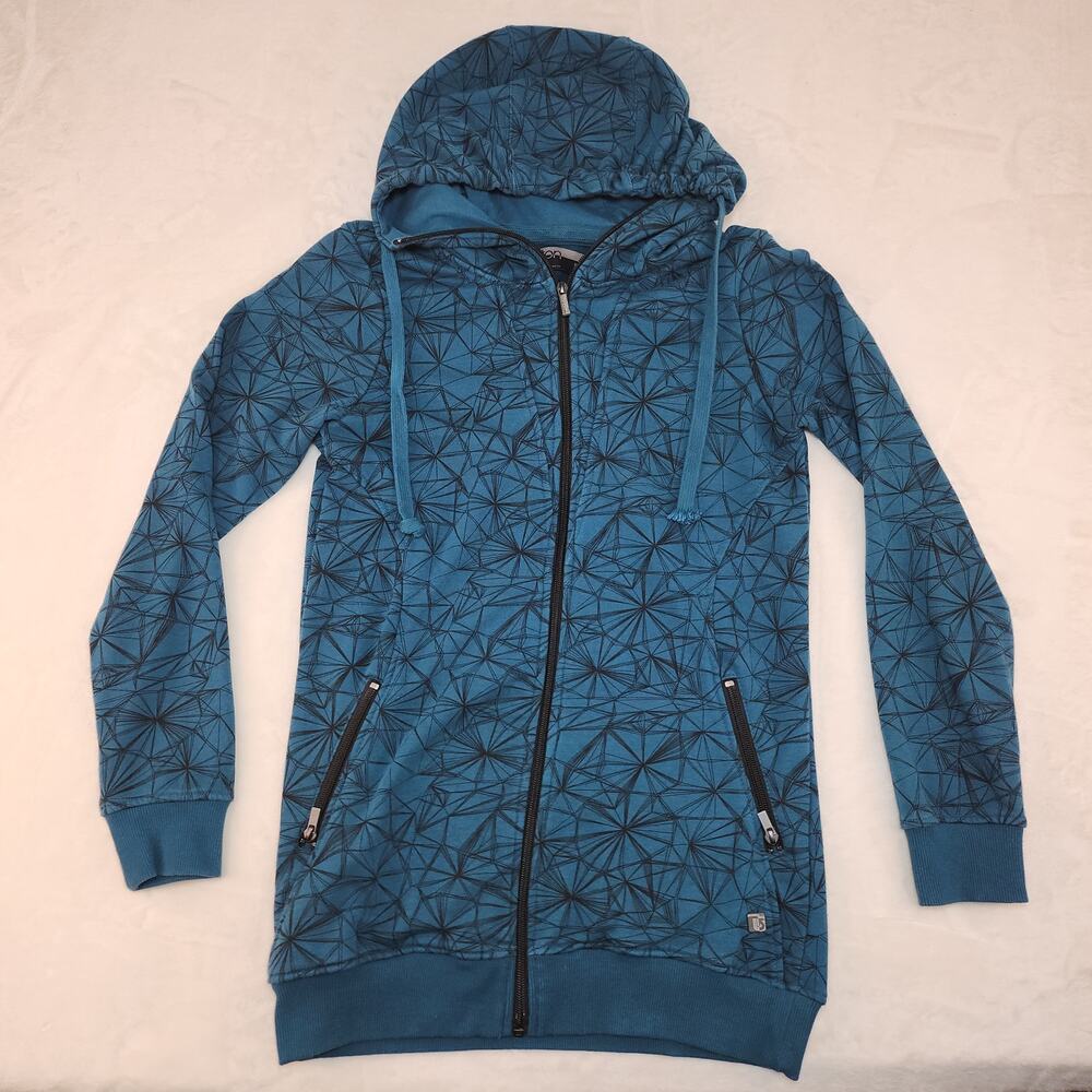 Burton Sweatshirt Womens Medium Turquoise Diamonds Geometric Hooded Hoodie